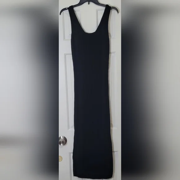 Zara Women's Sleeveless V-Neck Ribbed Long Maxi Dress Black Size Small - Picture 2 of 7